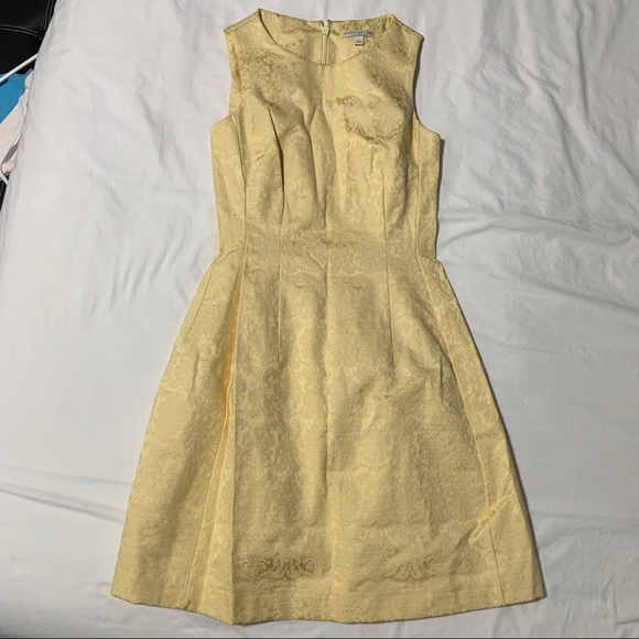 New York &Co. Eva Mendes Yellow Jacquard Dress - Picture 3 of 11